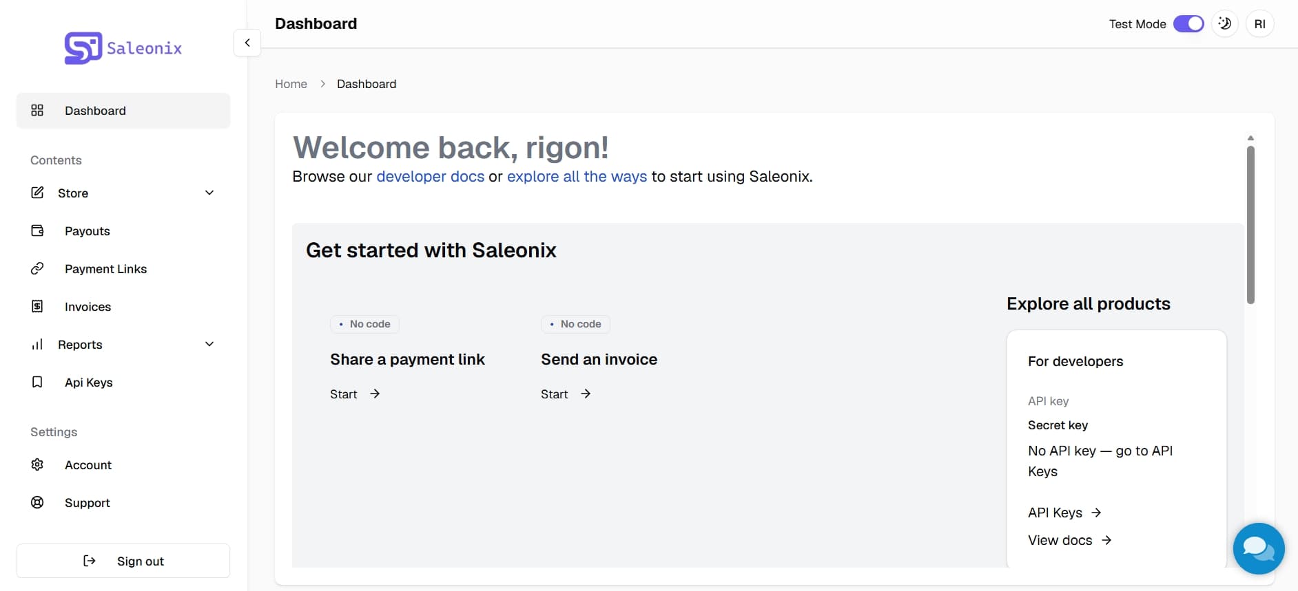 Saleonix dashboard preview